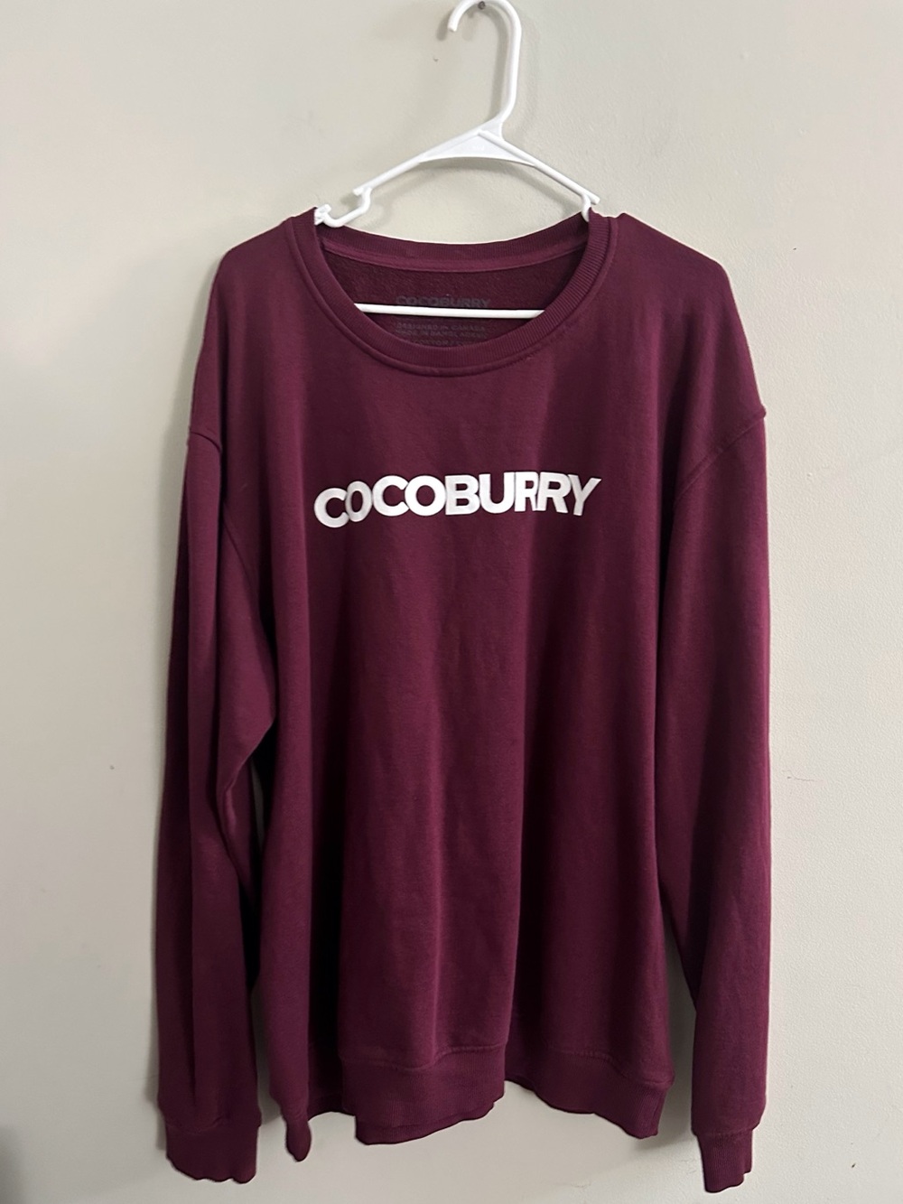 Cocoburry Burgundy Maroon Crewneck Sweatshirt Casual Preppy Loungewear Fall